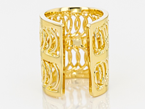 Pre-Owned Moda Al Massimo® 18k Yellow Gold Over Bronze Wide Circle Link Band Ring - Size 4.5