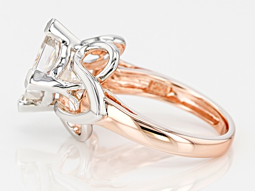 Pre-Owned Moissanite Fire® 3.10ctw Dew Square Brilliant Platineve™ And 14k Rose Gold Over Platineve - Size 6