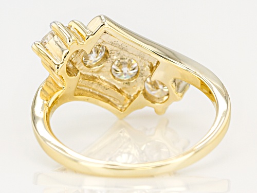 Pre-Owned Moissanite Fire® 1.32ctw Dew Round 14k Yellow Gold Over Sterling Silver Ring - Size 6