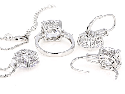 Pre-Owned Bella Luce ® 34.42ctw Rhodium Over Sterling Silver Jewelry Set (20.89ctw DEW)