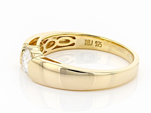 Pre-Owned MOISSANITE FIRE(R) .60CT DEW ROUND 14K YELLOW GOLD OVER SILVER MENS RING - Size 11