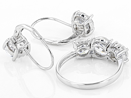 Pre-Owned Bella Luce ® 7.80ctw Diamond Simulant Rhodium Over Sterling Silver Earrings And Ring (4.91
