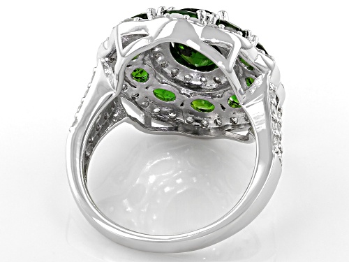 Pre-Owned 3.80CTW CHROME DIOPSIDE WITH .99CTW WHITE DIAMOND RHODIUM OVER STERLING SILVER RING - Size 6