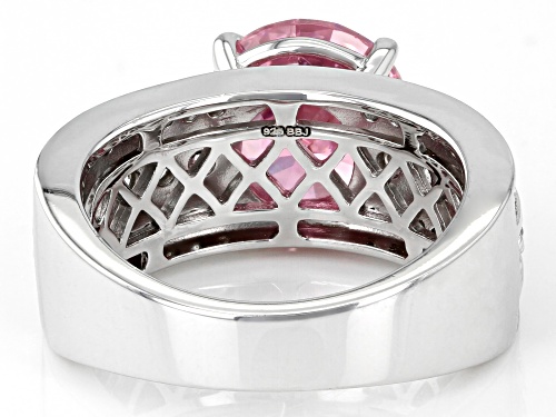 Pre-Owned Bella Luce® 8.09ctw Pink And White Diamond Simulants Platinum Over Sterling Silver Ring(4. - Size 8
