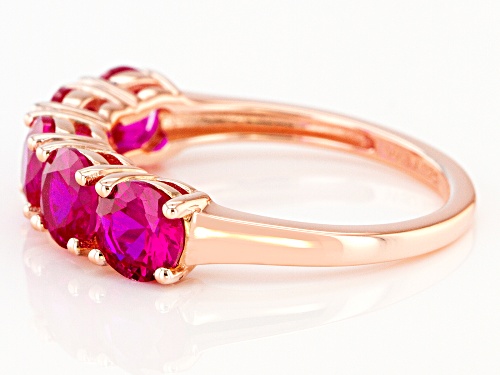 Pre-Owned Round Lab Created Pink Sapphire 18k Rose Gold Over Silver Band Ring - Size 10