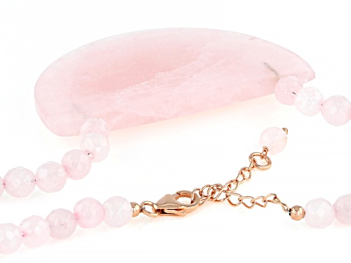Pre-Owned Free-Form and Round Rose Quartz Bead 18k Rose Gold Over Sterling Silver Necklace - Size 18