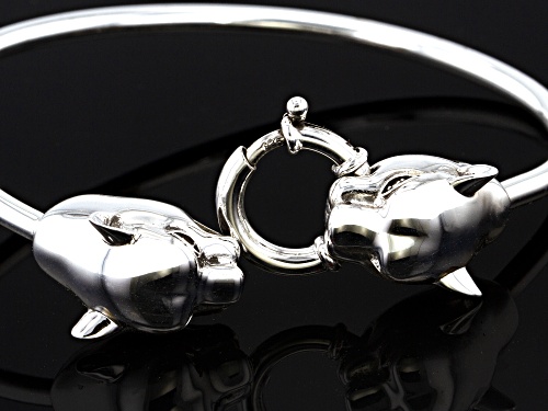 Pre-Owned Sterling Silver Oxidized Double Headed Lioness 7 Inch Bracelet - Size 7