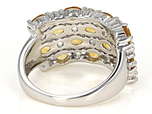 Pre-Owned 2.05ctw Madiera Citrine with 1.10ctw White Zircon Rhodium Over Sterling Silver Ring - Size 8