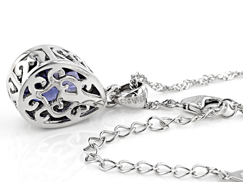 Pre-Owned Bella Luce ® Esotica™ 8.30ctw Tanzanite Simulant Rhodium Over Silver Pendant With Chain