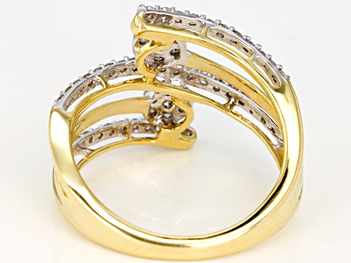 Pre-Owned 0.50ctw Round White Diamond 10k Yellow Gold Bypass Ring - Size 8