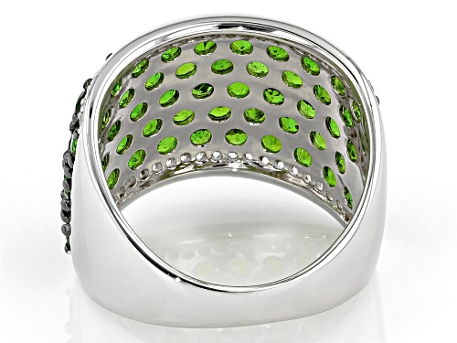 Pre-Owned 4.25ctw Russian Chrome Diopside With .30ctw White Zircon Rhodium Over Sterling Silver Band - Size 6