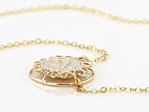 10k Yellow Gold Coin Design Necklace - Size 18
