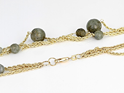 Round Labradorite Bead 10k Yellow Gold 3 Strand Necklace - Size 20