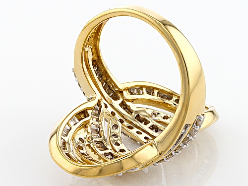 Pre-Owned Engild™ 1.70ctw Round And Baguette White Diamond 14k Yellow Gold Over Silver Crossover - Size 6