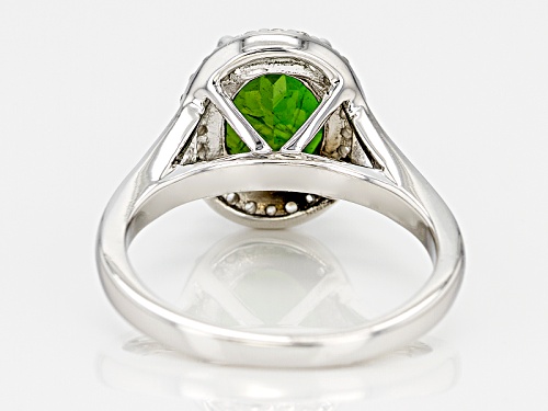 Pre-Owned 2.29ct Oval Russian Chrome Diopside And .19ctw Round White Zircon Sterling Silver Ring - Size 10