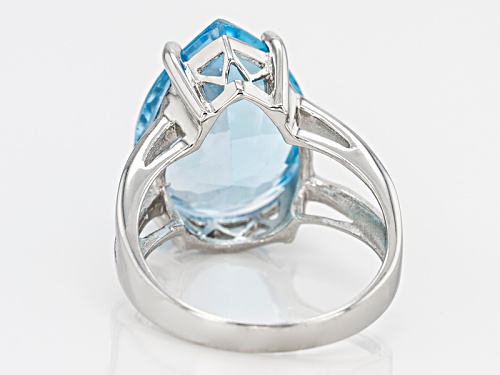 Pre-Owned 12.00ct Pear Shape Swiss Blue Topaz Sterling Silver Solitaire Ring - Size 8