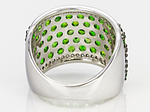 Pre-Owned 4.15ctw Round Russian Chrome Diopside With .32ctw Round White Zircon Sterling Silver Band - Size 10