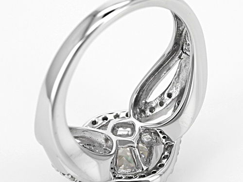 Pre-Owned Moissanite Fire® 2.30ctw Dew Cushion Cut And Round Platineve™ Ring - Size 10