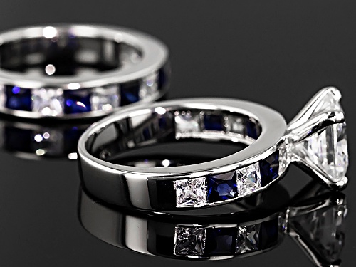 Pre-Owned Charles Winston For Bella Luce ® 6.98ctw Scintillant Cut ® Rhodium Over Silver Ring With B - Size 12