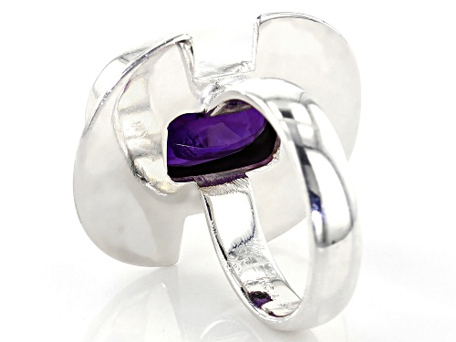 Pre-Owned 9.00ct Rectangular Cushion African Amethyst Sterling Silver Solitaire Ring - Size 4