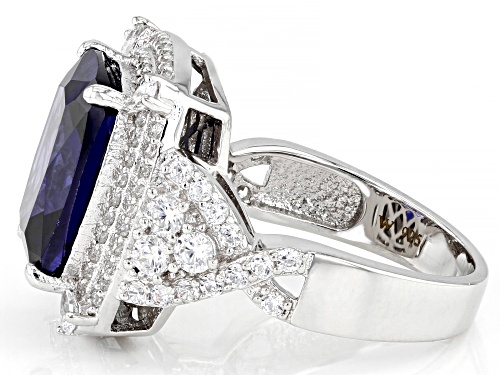 Pre-Owned Charles Winston For Bella Luce ® Tanzanite & Diamond Simulants Rhodium Over Sterling Silve - Size 12