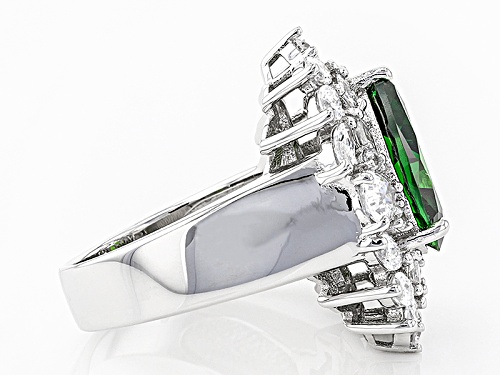Pre-Owned Charles Winston For Bella Luce ® 9.00ctw Emerald & Diamond Simulants Rhodium Over Silver R - Size 12