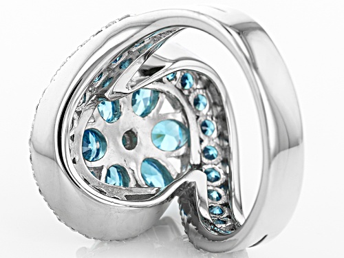 Pre-Owned Bella Luce ® 5.85ctw Neon Apatite And White Diamond Simulants Rhodium Over Sterling Silver - Size 7