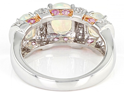 Pre-Owned 1.38ctw Oval Ethiopian Opal, .17ctw Round Pink Sapphire, .40ctw Round White Zircon Silver - Size 7