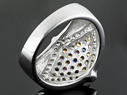 Pre-Owned .63ctw Round Multi-Sapphire And .51ctw Round White Zircon Sterling Silver Ring - Size 5