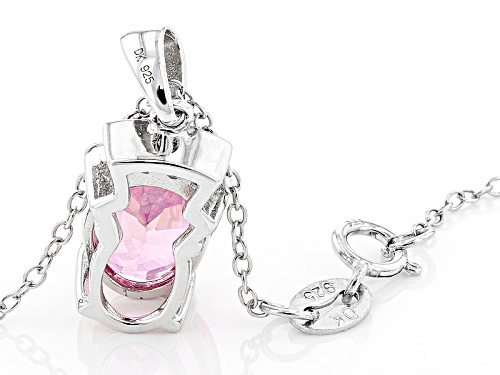 2.12ct Oval Pink Danburite And .12ctw Round Black Spinel Sterling Silver Pendant With Chain