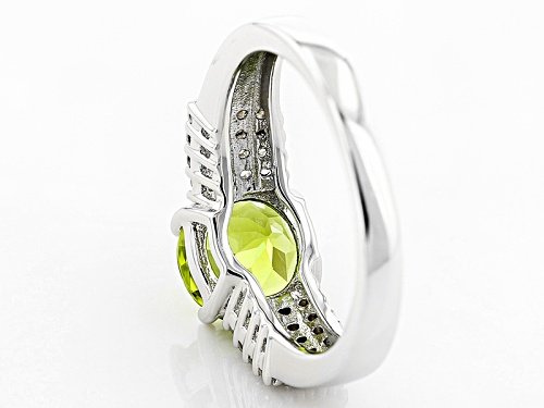 1.77ct Round Manchurian Peridot™ With .42ctw White Zircon Sterling Silver Ring - Size 11
