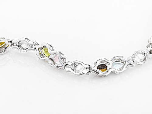 4.62ctw Pear Shape Yellow, Orange, Pink And Green Tourmaline Sterling Silver Bracelet - Size 8
