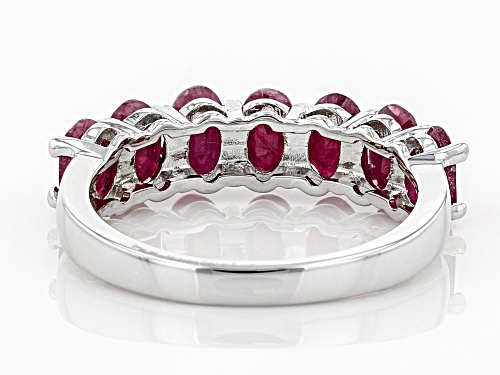 1.86ctw Oval Indian Ruby Rhodium Over Sterling Silver 7-Stone Band Ring - Size 7