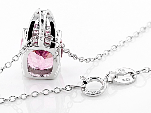 1.93ct Pink Danburite And .06ctw Pink Sapphire Sterling Silver Pendant With Chain