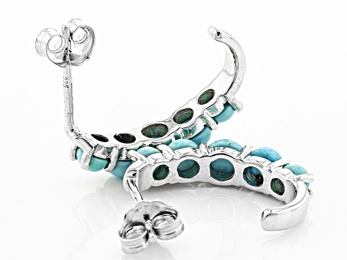 2mm Round And 4mm Round Sleeping Beauty Turquoise Rhodium Over Sterling Silver Earrings