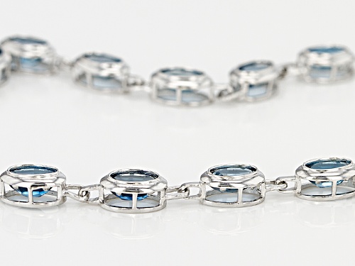 19.00ctw Oval London Blue Topaz Sterling Silver Necklace - Size 18