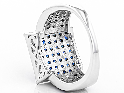 1.02ctw Round Lab Created Blue Spinel With .29ctw Round White Zircon Sterling Silver Ring - Size 7