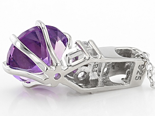 2.08ct Moroccan Amethyst And .28ctw White Zircon Rhodium Over Sterling Silver Pendant With Chain