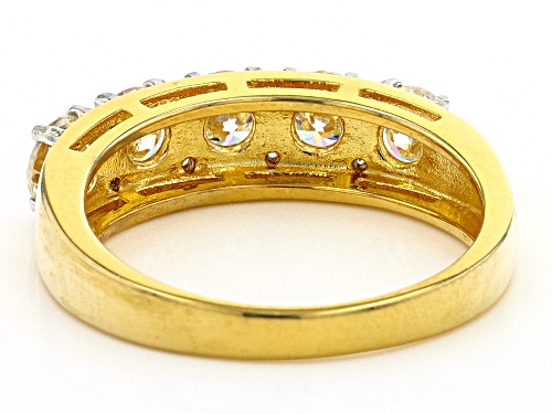 1.70ctw Strontium Titanate & .05ctw White Zircon 18K Yellow Gold Over Silver 5-Stone Ring - Size 8