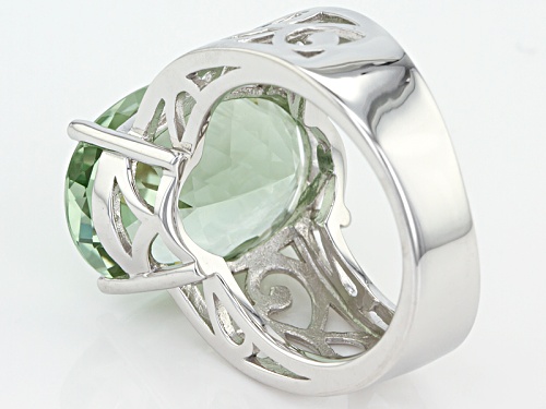 9.59ct Oval Brazilian Green Prasiolite Sterling Silver Solitaire Ring - Size 8