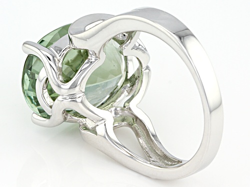 7.27ct Oval Brazilian Green Prasiolite Sterling Silver Solitaire Ring - Size 12