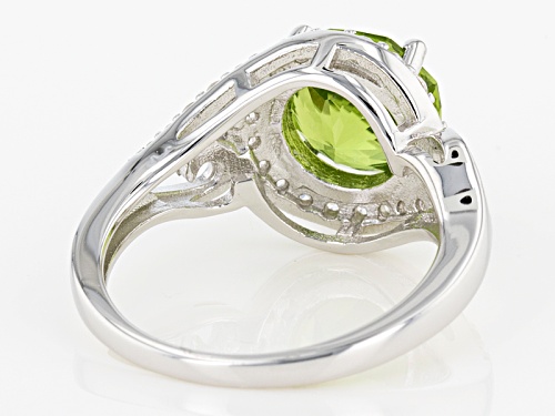 2.80ct Round Manchurian Peridot™ And .62ctw Mixed Round White Zircon Sterling Silver Ring - Size 9