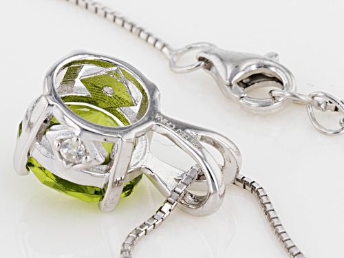 2.80ct Round Manchurian Peridot™ And .06ctw Round White Zircon Sterling Silver Pendant With Chain