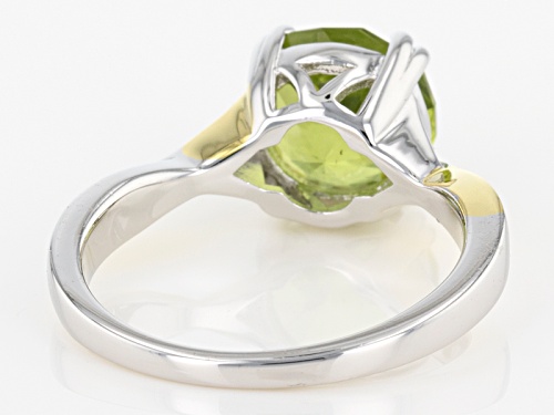 2.80ct Round Manchurian Peridot™ Two-Tone Sterling Silver Solitaire Ring - Size 11