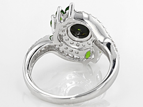 1.41ctw Black Ethiopian Opal With Russian Chrome Diopside And White Zircon Sterling Silver Ring - Size 11