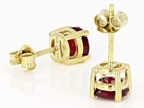 2.31CTW ROUND MAHALEO® RUBY 18K GOLD OVER STERLING SILVER STUD EARRINGS..WEB ONLY