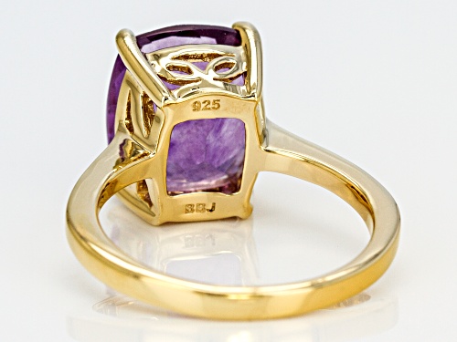 5.52ct Rectangular Cushion Purple Fluorite 18k Yellow Gold Over Sterling Silver Solitaire Ring - Size 8