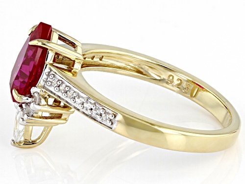 1.98ct Lab Created Ruby and 0.33ctw White Zircon 18K Yellow Gold Over Sterling Silver Ring - Size 8