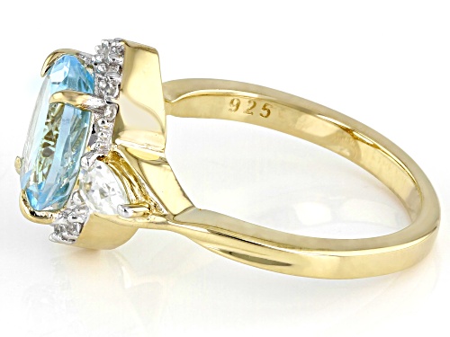 2.72ct Oval Glacier Topaz™ and .55ctw White Zircon 18K Yellow Gold Over Sterling Silver Ring - Size 9