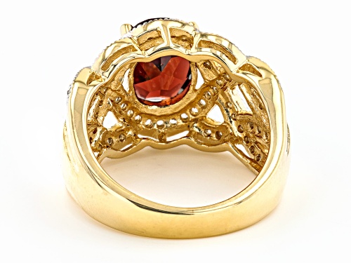 2.47ct  Oval Vermelho Garnet™ with 0.48ctw Round White Zircon 18k Yellow Gold Over Silver Ring - Size 10